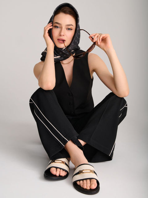Sinsay Women's Black Pants With White Arrows | Sinsay In Lebanon