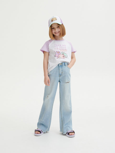 Reserved Girl's Light Blue Distressed Straight Leg Jeans | Reserved In Lebanon