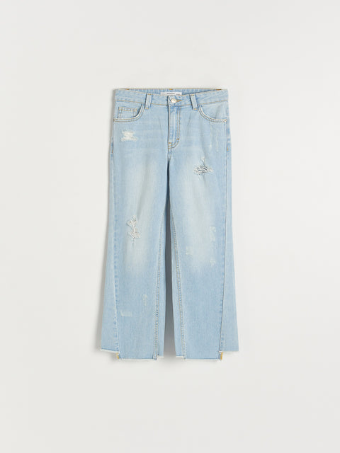 Reserved Girl's Light Blue Distressed Straight Leg Jeans | Reserved In Lebanon