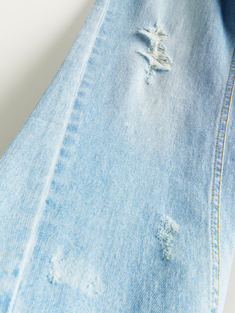 Reserved Girl's Light Blue Distressed Straight Leg Jeans | Reserved In Lebanon