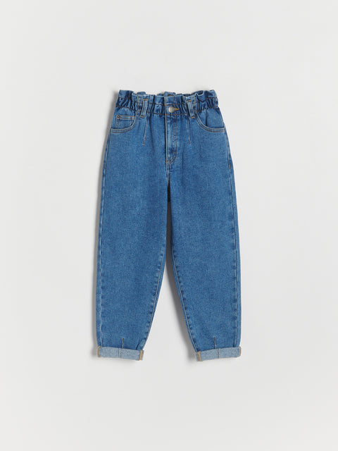 Blue jeans on a white background