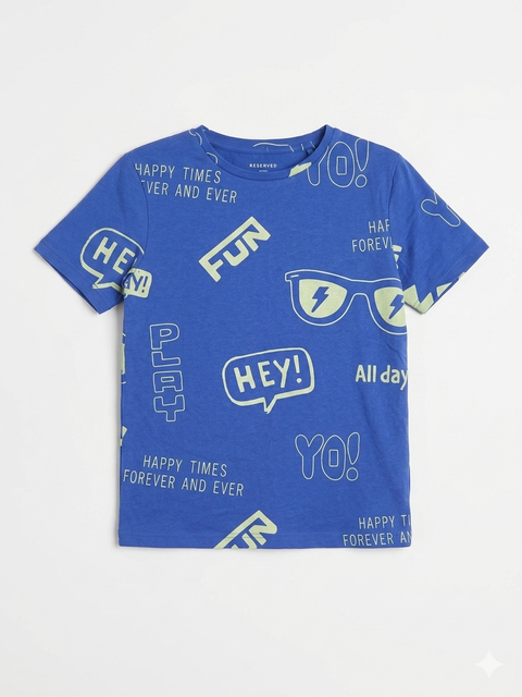 Reserved Boy's Blue Printed T-Shirt  | Reserved In Lebanon