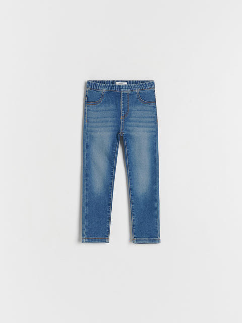 Blue jeans on a white background