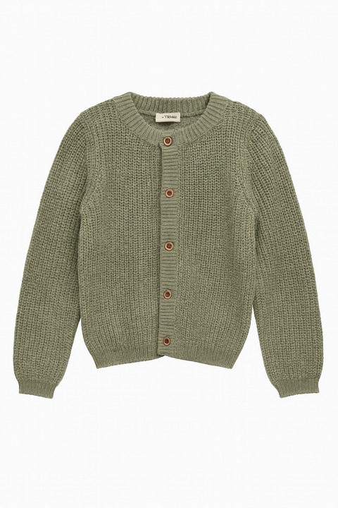 POMPdeLUX Girl's Dusty Green Gainesville Knit Cardigan| POMPdeLUX in Lebanon