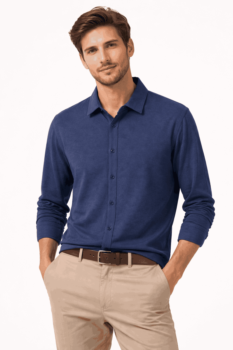 Celio Men's Navy Solid Regular Fit CottonShirt | Celio in Lebanon