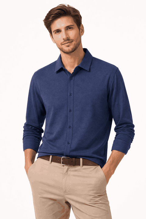 Celio Men's Navy Solid Regular Fit Cotton  Shirt | Celio in Lebanon