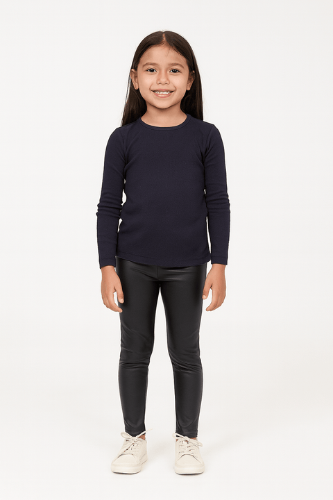 Boboli Girl's Navy Leather Pants| Boboli in Lebanon