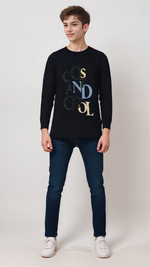 POMPdeLUX Boy's Navy Round Neck Long-Sleeve Cotton Blouse | POMPdeLUX In Lebanon