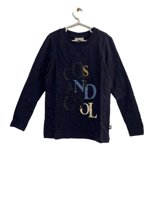 POMPdeLUX Boy's Navy Round Neck Long-Sleeve Cotton Blouse | POMPdeLUX In Lebanon