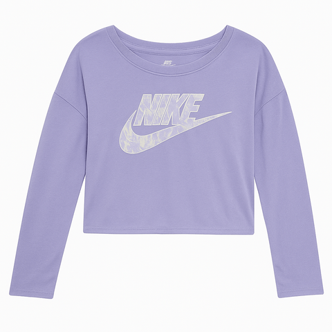Nike Girl's Purple Crew Neck Long Sleeve Blouse |Nike In Lebanon