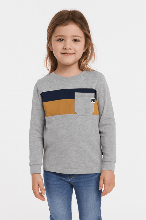 POMPdeLUX Girl's Grey Long Sleeve Blouse| POMPdeLUX in Lebanon