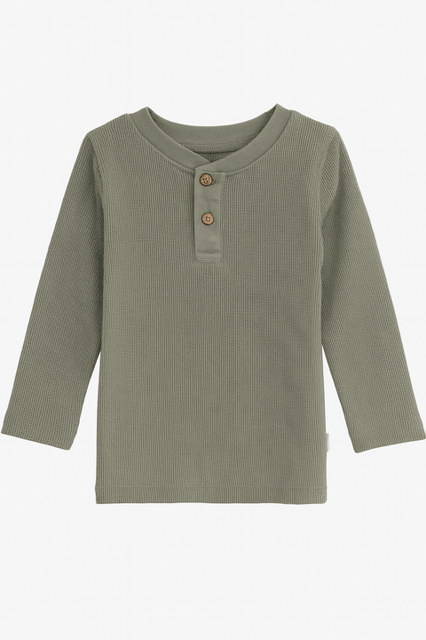 POMPdeLUX Boy's Mint Green Henley Neck Blouse | POMPdeLUX In Lebanon