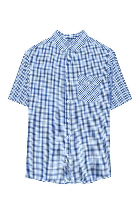 Club Room Men's Blue Short-Sleeve Shirt ABF4497