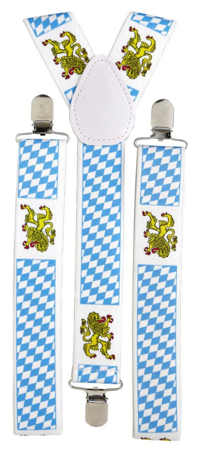Fries Blue & White Bavarian Checkered Suspenders | Fries In Lebanon
