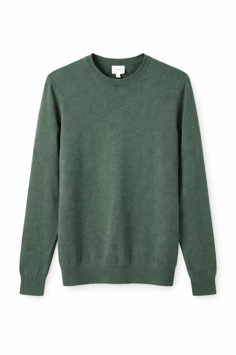 Celio Men's Olive Green Plain Crew Neck Sweater|Celio In Lebanon