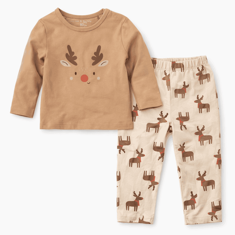 Sinsay Baby Boy's Beige deer Printed Christmas Pajama Set | Sinsay Fox & Bunny In Lebanon