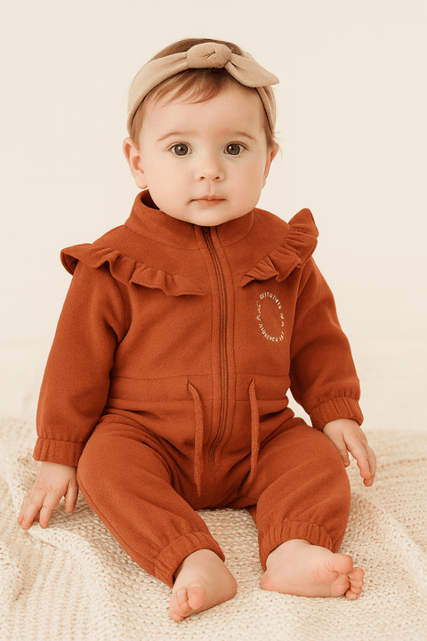 POMPdeLUX baby Girl's Dusty Rose Fleece Overall | POMPdeLUX in Lebanon
