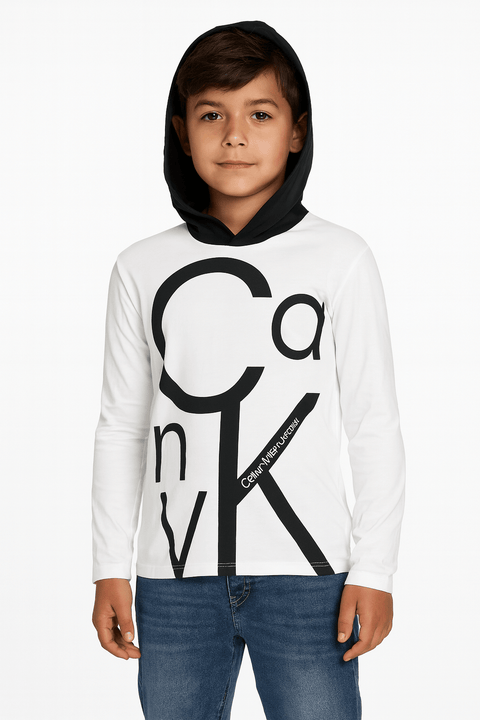 Calvin Klein Boy's White Hoodie ABFK1971