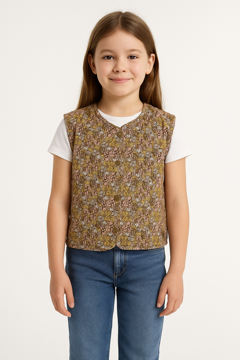 POMPdeLUX Girl's Floral Buttoned Vest |POMPdeLUX in Lebanon