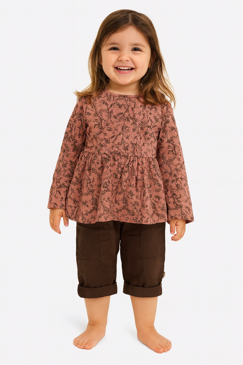 POMPdeLUX Baby Girl's Brown Laureen Lt Linen Trouser | POMPdeLUX in Lebanon
