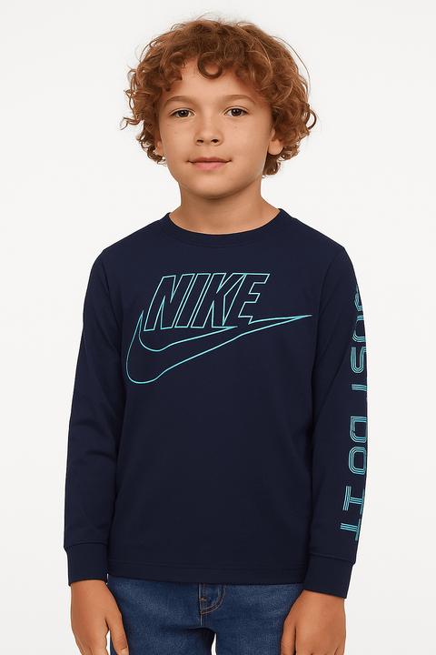 Nike Boy's Navy Long Sleeve Logo Blouse |Nike In Lebanon