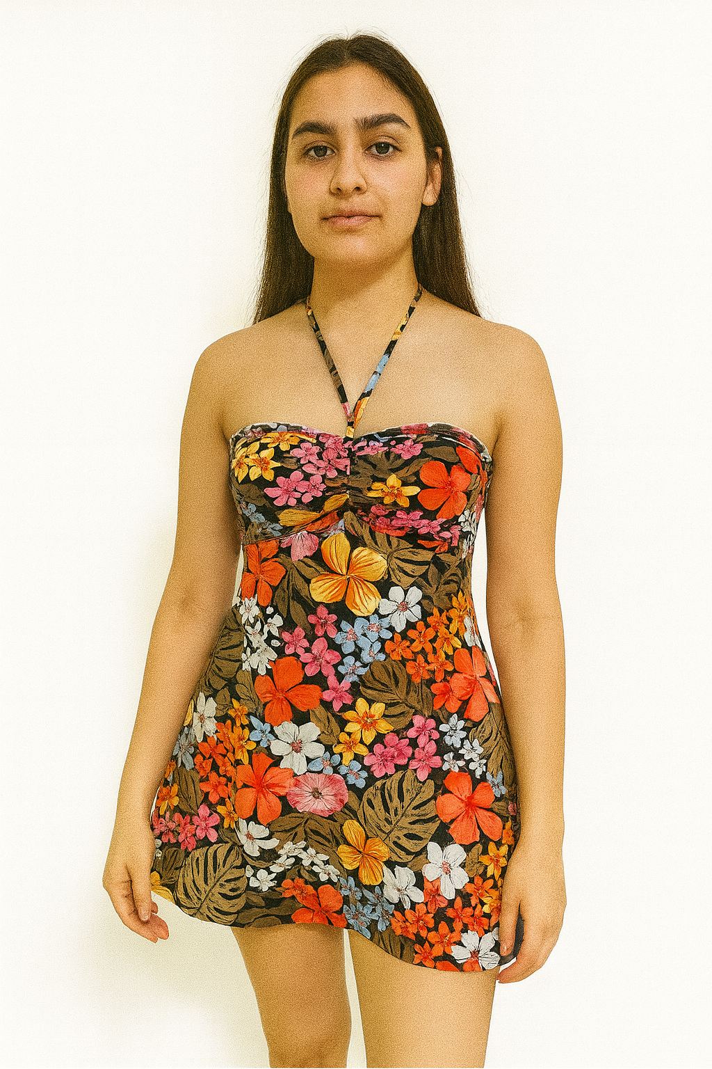 Forever 21 Women's Multi Color Floral Printed Halter Neck Mini Dress |Forever 21 In Lebanon