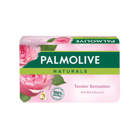 Palmolive Naturals Tender Sensation soap bar with pink roses on a white background