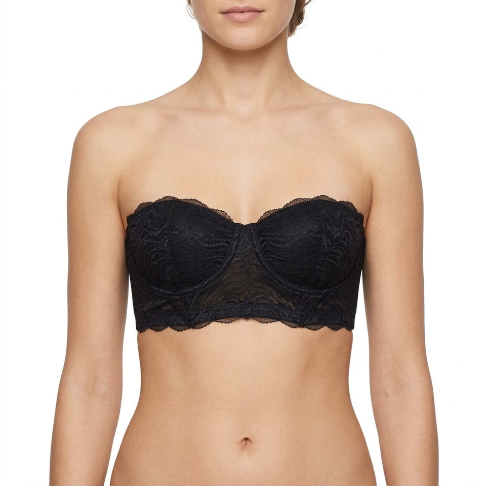 DKNY Women's Black Lace Strapless Bandeau Bra