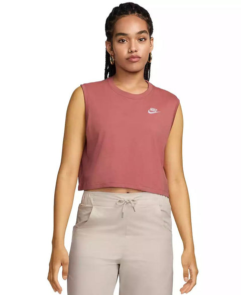 Nike Women's Dusty Rose Sportswear Club Cropped Sleeveless Tank Top | Nike In Lebanon