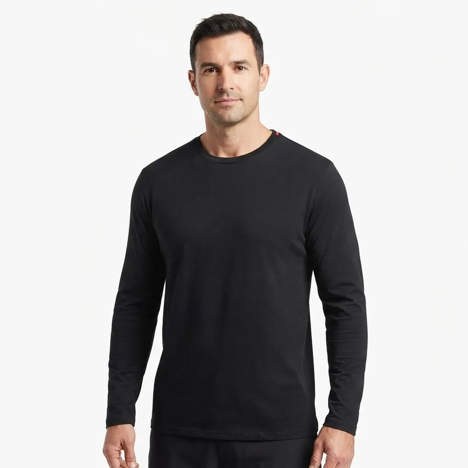 Club Room Men's Black Crewneck Long-Sleeve Blouse