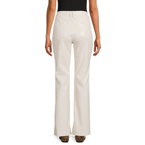 Dollhouse Women's Off White Leather High Rise Flare Pants | Dollhouse In Lebanon