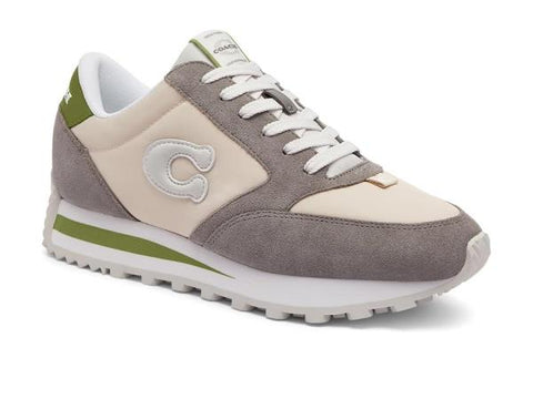 COACH Runner Sneakers Women's Shoes Dark Lime/Chalk : 8.5 M, Leather/Suede