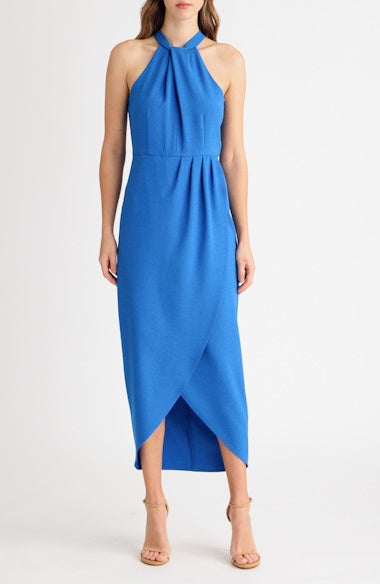 Julia Jordan Women's Royal Blue Knot-Neck Tulip-Hem Midi Dress |Julia Jordan In Lebanon