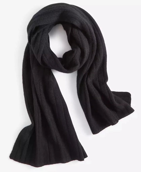 Charter Club Women's Black Ribbed 100% Cashmere Scarf| Charter Club In Lebanon