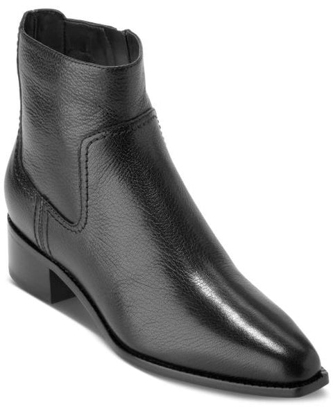 Cole Haan Women's Naia Pointed Toe Block Heel Booties - Black Leather