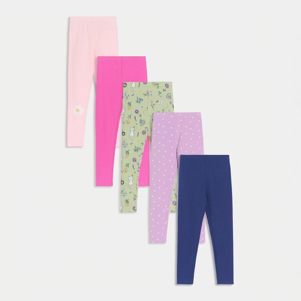Sinsay Girl's Multicolored 5-Pack Graphic Printed Legging
