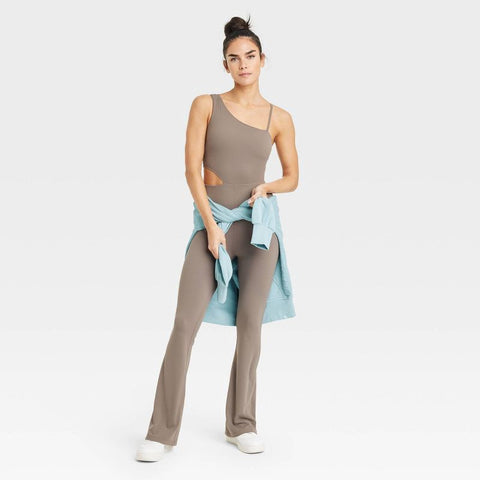 JoyLab Women's Khaki Asymmetrical Flare Jumpsuit | JoyLab In Lebanon