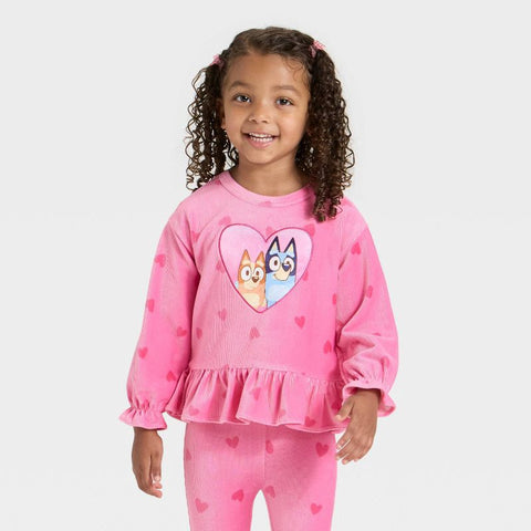 Bluey Girl's Fuchsia Bingo Ribbed Velour Top and Pants Set 2 Pieces  | Bluey In Lebanon