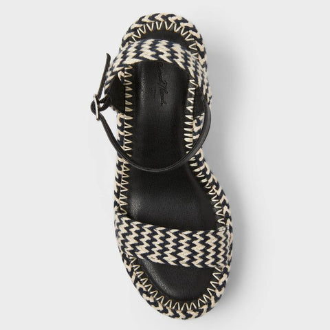 Universal Thread Women's Black & White Madeline Woven Platform Sandal Heels | Universal Thread In Lebanon
