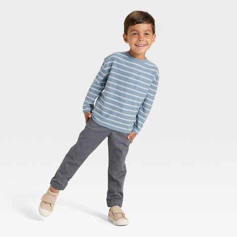 Cat & Jack Boy's Blue & White Long Sleeve Jacquard Striped Oversized Blouse | Cat & Jack In Lebanon
