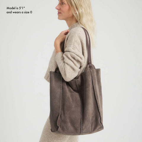 The Sak Women's Mink Feliz Tote Mushroom Suede Shoulder Bag | The Sak In Lebanon