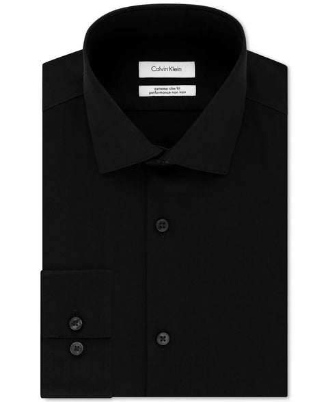 Calvin Klein Men's Black STEEL Extra-Slim Fit Non-Iron Performance Stretch Herringbone Dress Shirt | Calvin Klein In Lebanon