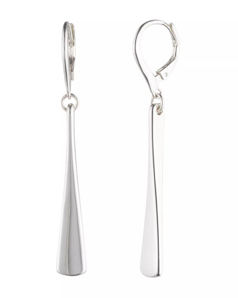 Pair of silver earrings on a white background
