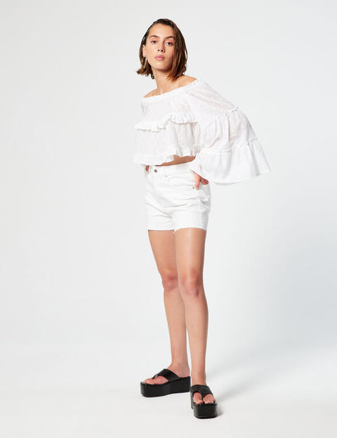 DCM Jennyfer Women's White Mom Shorts 15TWOW/3666021511