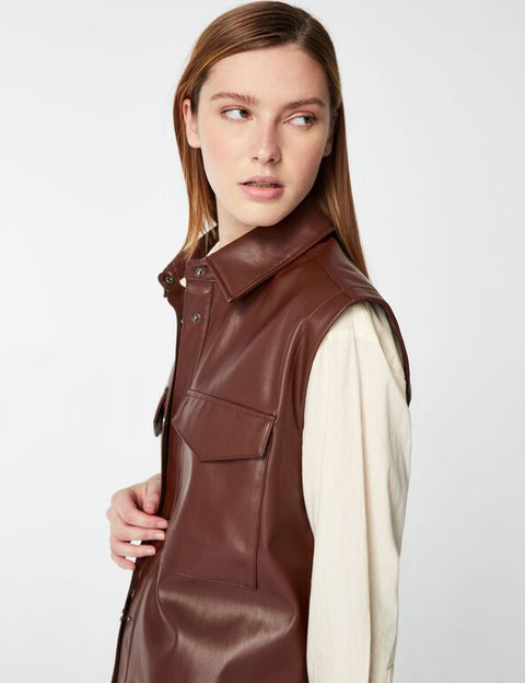 DCM Jennyfer Women's Brown Leather Vest 07PUIRO/3666021850(JA62)
