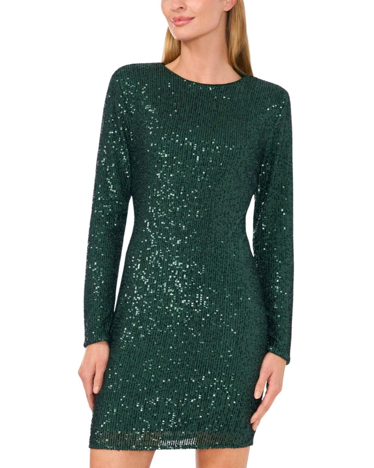 CeCe Women's Dark Green Fitted Sequin Mini Dress | CeCe In Lebanon
