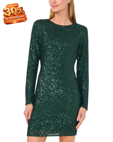 CeCe Women's Dark Green Fitted Sequin Mini Dress | CeCe In Lebanon