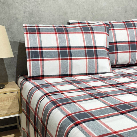 Portuguese Flannel Red 4-piece Full Sheet Set |Portuguese Flannel  In Lebanon