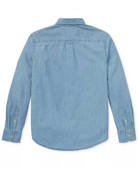 Polo Ralph Lauren Boy's Blue Cotton Chambray Sport Shirt | Polo Ralph Lauren In Lebanon