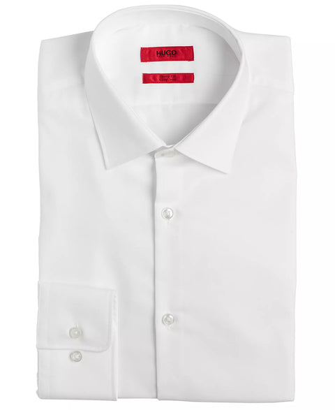 HUGO by Hugo Boss Men's White Slim Fit Solid Cotton Dress Shirt | HUGO by Hugo Boss in Lebanon